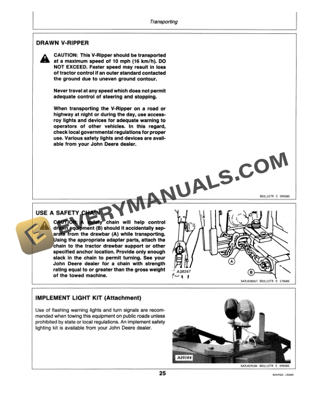 John Deere 910 V-Ripper Operator Manual OMA50545-2