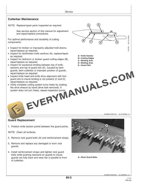 John Deere 925D, 930D and 936D Draper Platform Operator Manual OMH205903-3