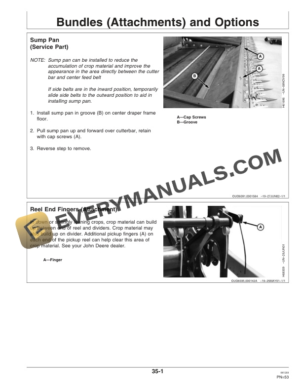 John Deere 925D, 930D and 936D Draper Platform Operator Manual OMH208499-2