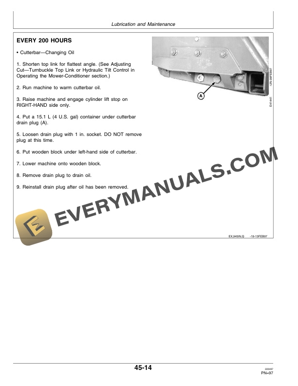 John Deere 945 Rotary Impeller Mower-Conditioner Operator Manual OME92870-3