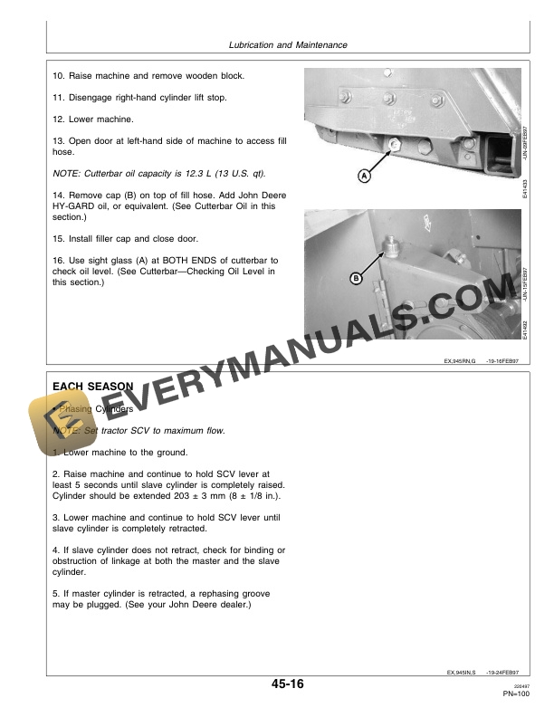 John Deere 945 Rotary Impeller Mower-Conditioner Operator Manual OME92873-3