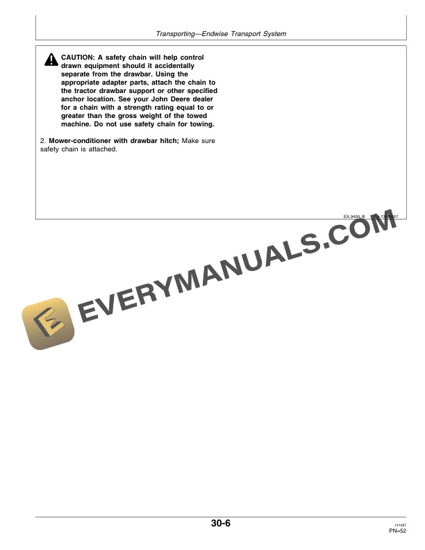 John Deere 945 Rotary Impeller Mower-Conditioner Operator Manual OME92956-2