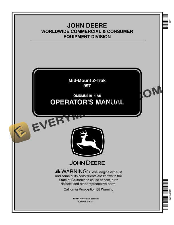 John Deere 997 Mid-Mount Z-Trak Operator Manual OMDMU21014-1