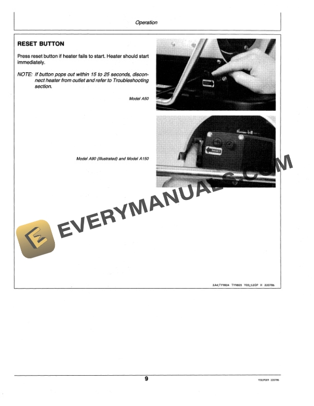 John Deere A50 A90 AND A150 PORTABLE SPACE HEATERS Operator Manual OMTY20647 2