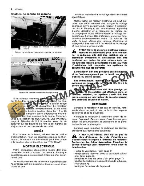 John Deere A50C A90C and A150C Portable Space Heaters Operator Manual OMTY4031 3