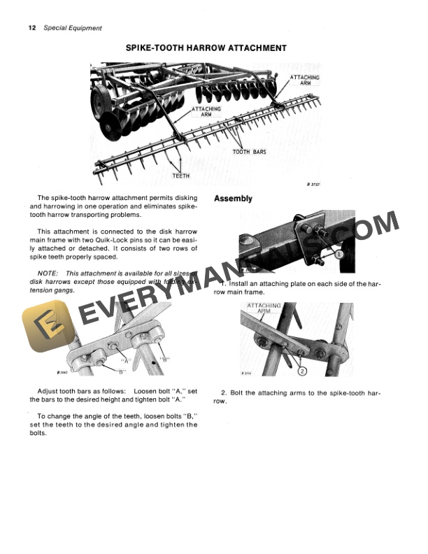 John Deere BWA Disk Harrow Operator Manual OMB25499 2