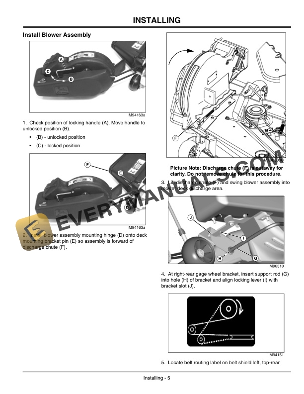 John Deere Blower Assembly for LT Series Lawn Tractors 48 QT Operator Manual OMM144132 2