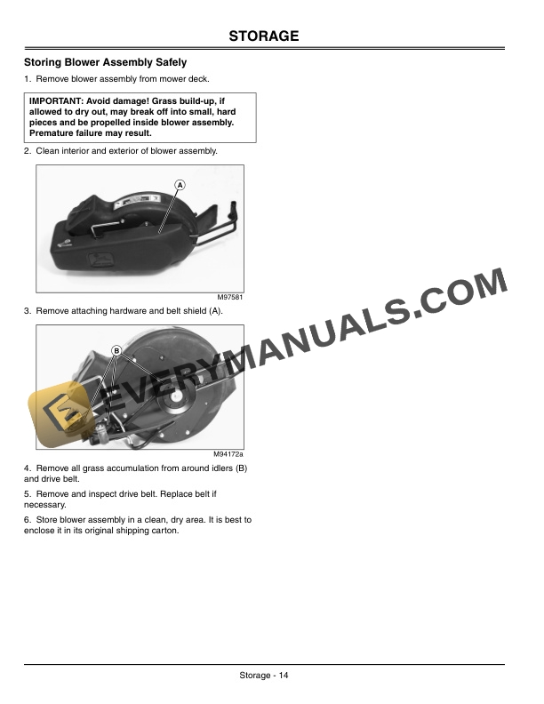 John Deere Blower Assembly for LT Series Lawn Tractors 48 QT Operator Manual OMM144132 3