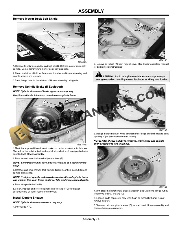 John Deere Blower Assembly for LT Series Lawn Tractors 48 QT Operator Manual OMM149901 2
