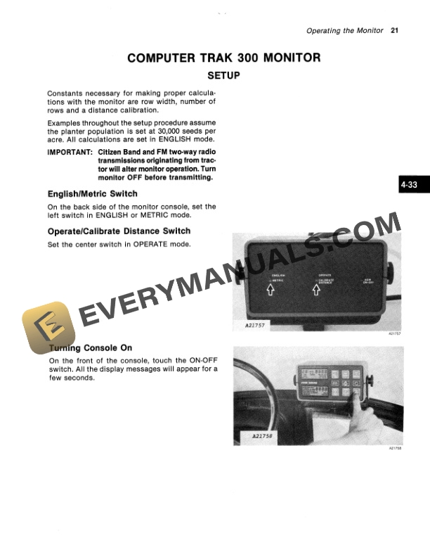 John Deere COMPUTER TRAK 100 200 and 300 Planter Operator Manual OMA49879 2