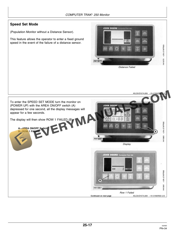 John Deere COMPUTER TRAK 150 Monitors 250 Monitors Operator Manual OMA59083 2
