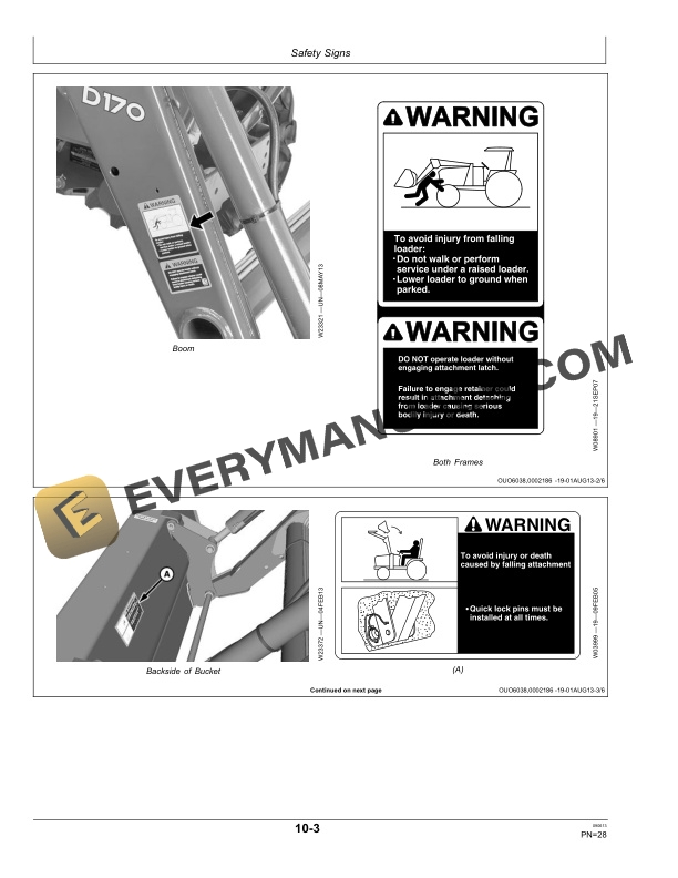 John Deere D170 Loader Operator Manual OMW56298 4 John Deere D170 Loader Operator Manual OMW56298-2