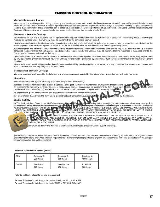 John Deere DP6000 UT03849 Generator Operator Manual OMVP10028 2