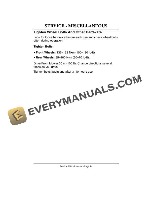 John Deere F1145 Front Mower Serial No. 140001 Operator Manual OMM124892 3