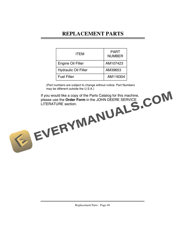 John Deere F911 Front Mower Serial No. 150001 Operator Manual OMM134123 2