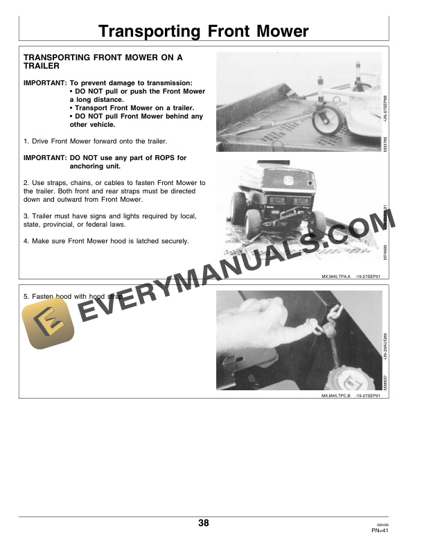 John Deere F915 and F935 Front Mower Operator Manual OMM95190 2