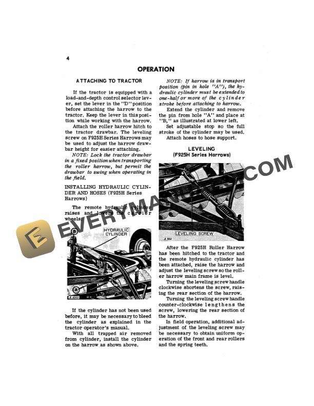 John Deere F925 and F925H Roller Harrow Operator Manual OMA15561 2