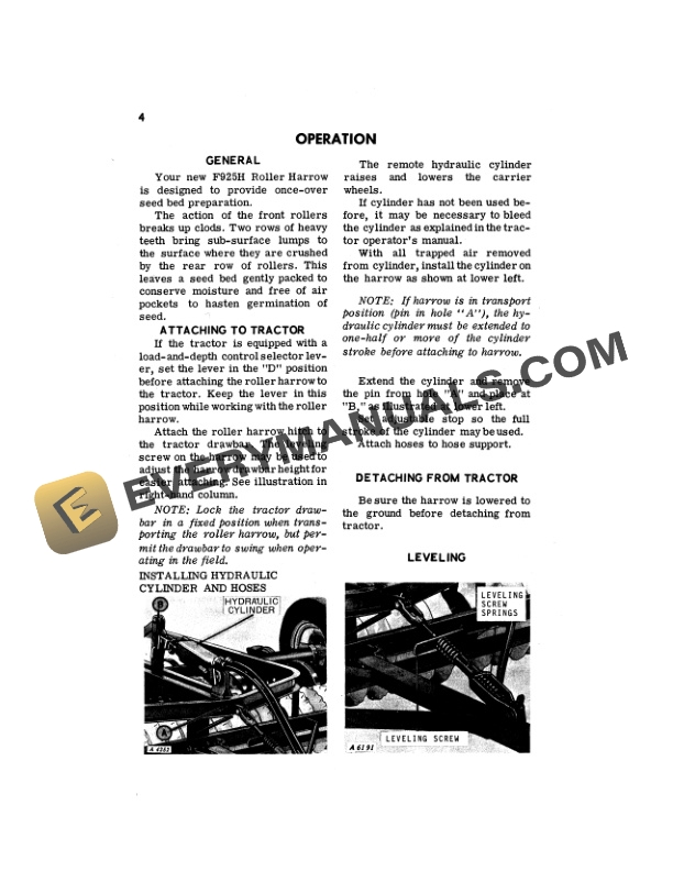John Deere F925H SERIES ROLLER HARROWS Operator Manual OMA16663 2
