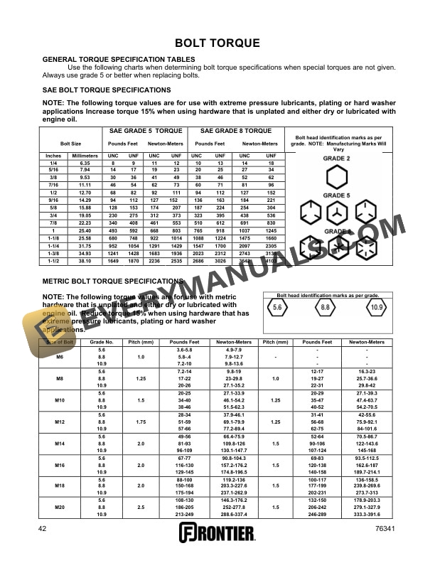 John Deere Frontier ADT1136 TRENCHER CAT. I 3-POINT HITCH OPERATOR AND Parts Manual 5MP76341-3