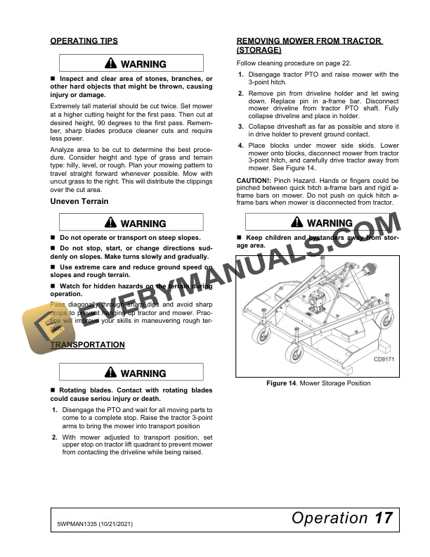John Deere Frontier GM4060 GM4072 GM4084 GROOMING MOWERS Operator Manual 5WPMAN1335-2