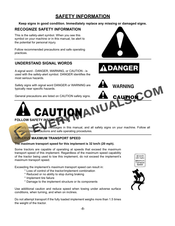 John Deere Frontier MS1108 MANURE SPREADER Operator Manual 5HP64235-2