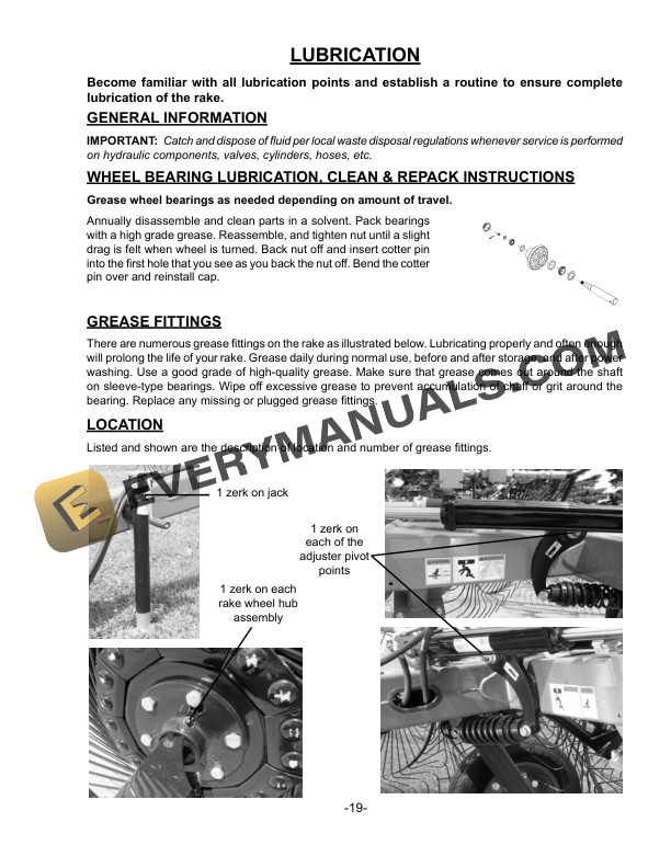 John Deere Frontier WR3208 WR3210 WR3212 WHEEL RAKE Operator Manual 5HP90610-3