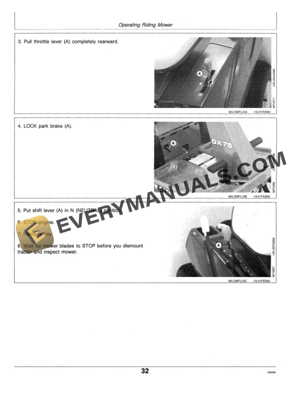 John Deere GX70 and GX75 Riding Mowers Operator Manual OMM113859 2