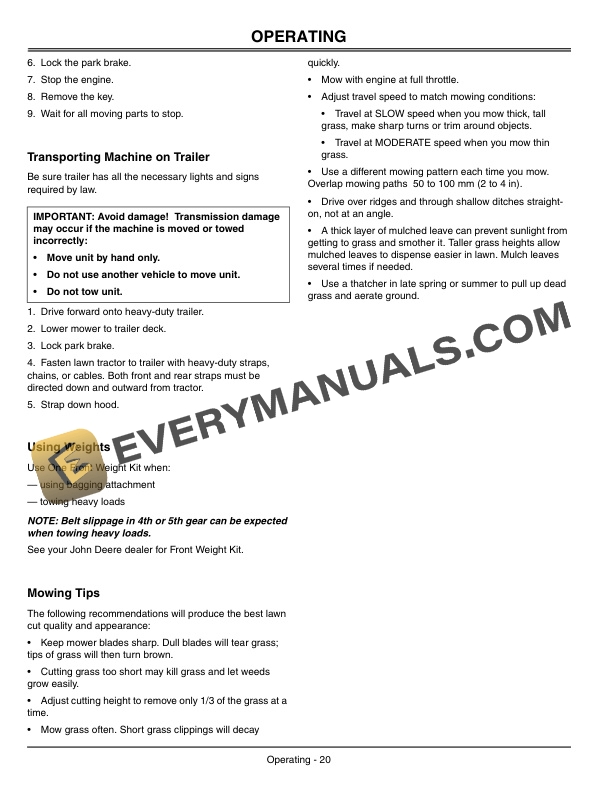 John Deere GX85 and SX85 Riding Mowers Operator Manual OMM143122 2