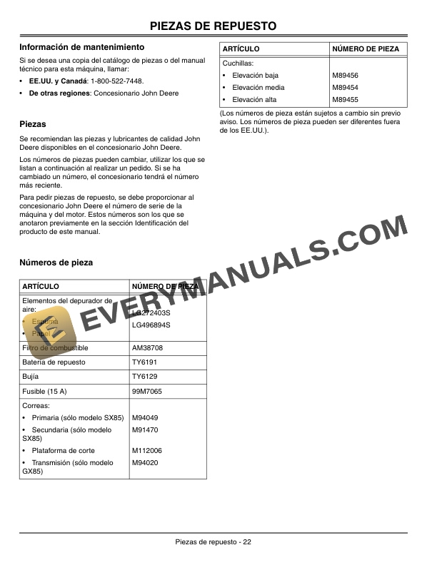 John Deere GX85 and SX85 Riding Mowers Operator Manual OMM143710 3
