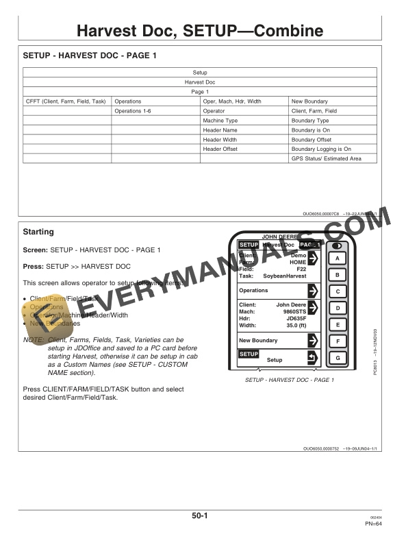 John Deere GreenStar Harvest Doc System Operator Manual OMPC20279 2