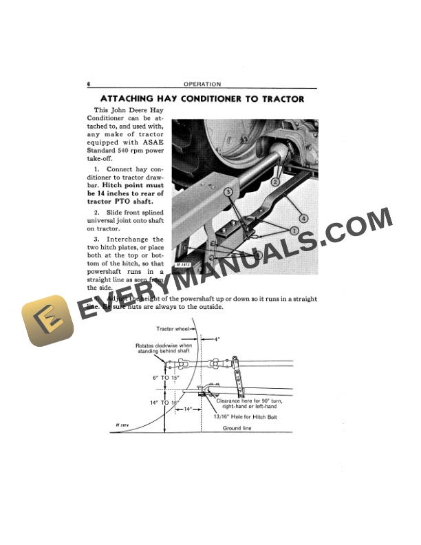 John Deere HAY CONDITIONER FOR USE WITH 540 Operator Manual OMH601159 2