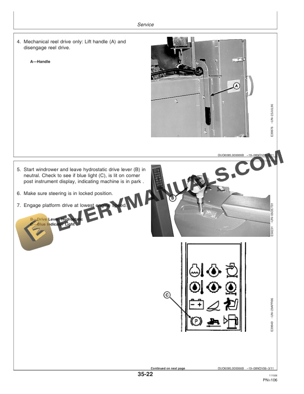 John Deere Hay Conditioner 14 Foot 16 Foot 18 Foot With 896 Auger Platform Operator Manual OME131835 3