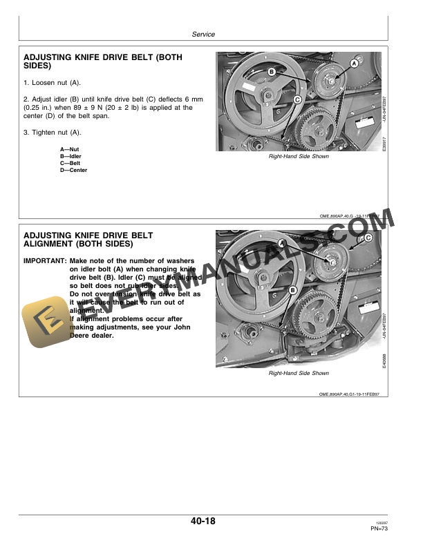 John Deere Hay Conditioner With 890 Auger Platform Operator Manual OME87945 3