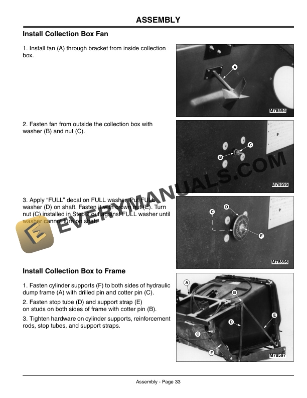 John Deere Hydraulic Dump Material Collection System MCS For 4100 Tractors Operator Manual OMM140121 2