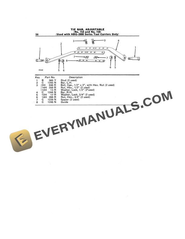John Deere Integral Tool Bar No. 700 Series For Abg Operator Manual OMN18153 3