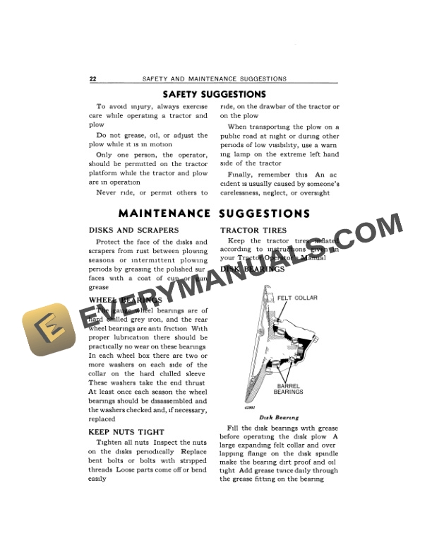 John Deere Integral Two and Three Furrow Tractor Disk Plow No. 800 Series for 520 620 720 50 60 and 70 Tractors Operator Manual OMA49756 3