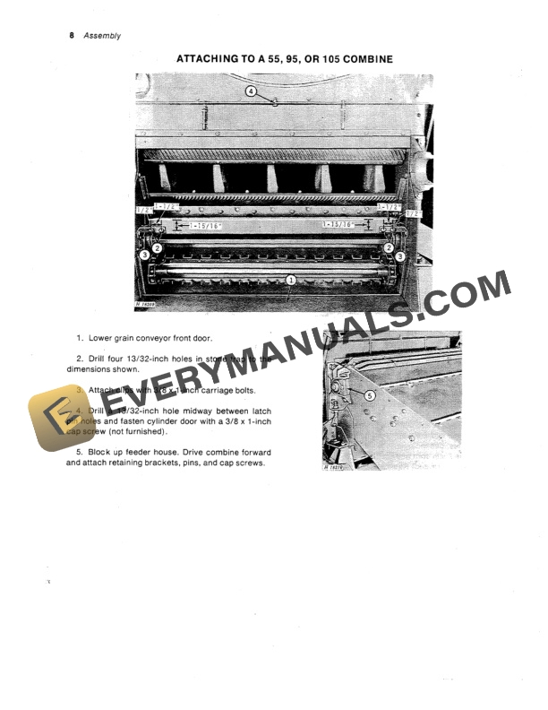 John Deere Intermediate Feeder House For 45 55 95 105 Combines Operator Manual OMH83150 3