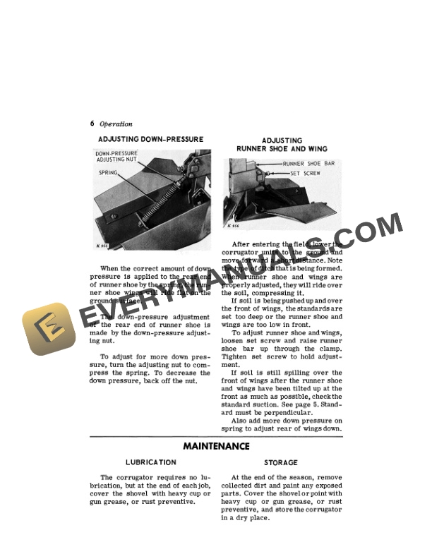 John Deere J D CORRUGATOR ATTACHMENT FOR 2 1 4 INCH SQUARE TOOL BARS Operator Manual OMK37620 3
