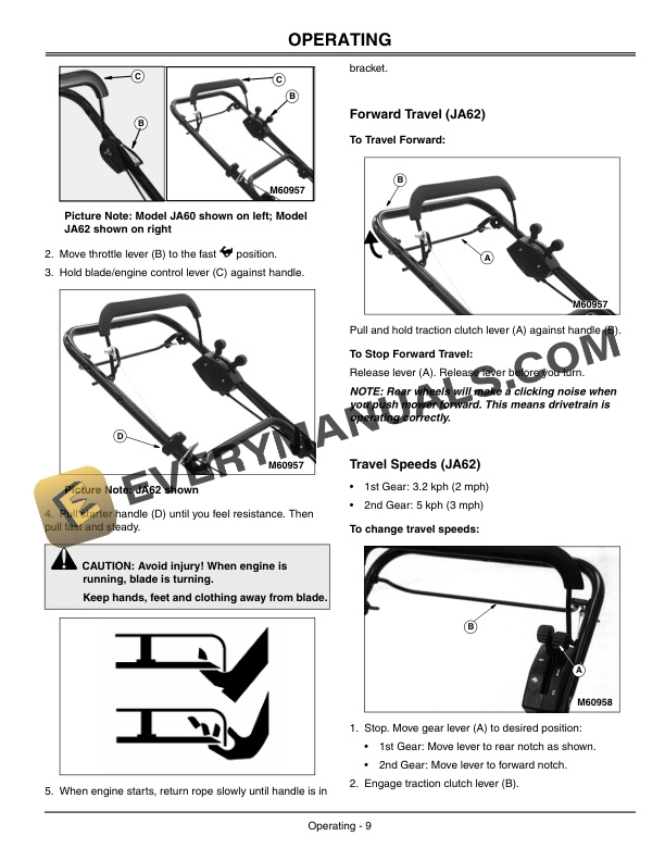 John Deere JA60 and JA62 21 Inch Walk Behind Rotary Mowers Operator Manual OMGC00514 2