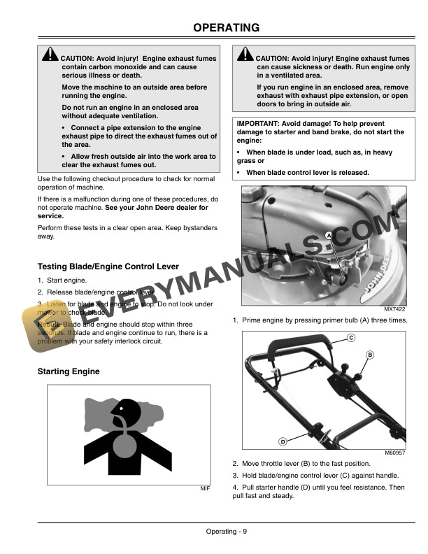 John Deere JA62 Walk Behind Rotary Mowers Operator Manual OMGX21223 2