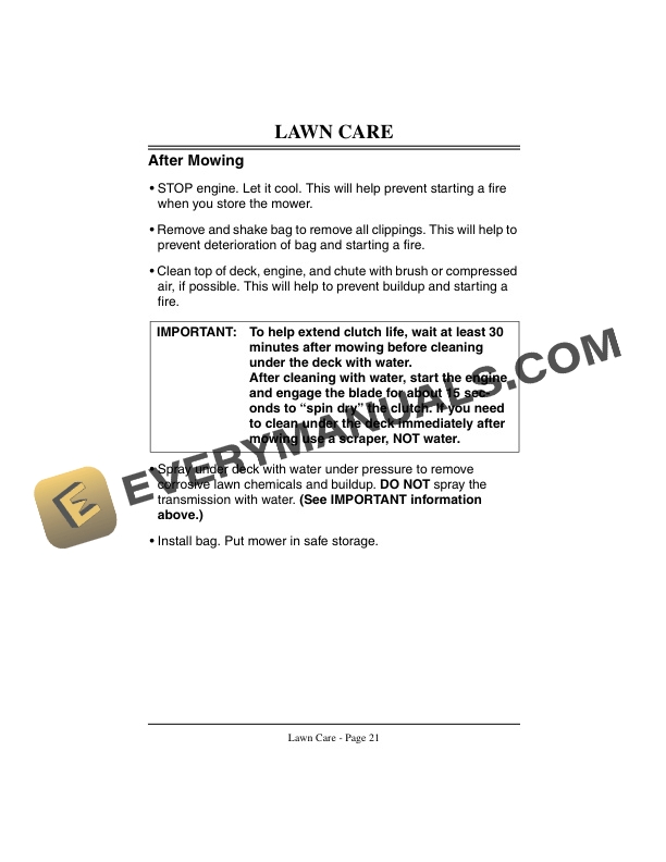 John Deere JA65 21 Inch Walk Behind Rotary Mower Operator Manual OMGC00128 2