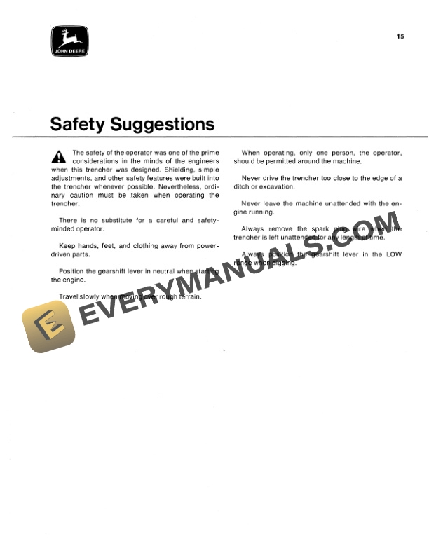 John Deere JD21 Trencher Operator Manual OMGA10019 2