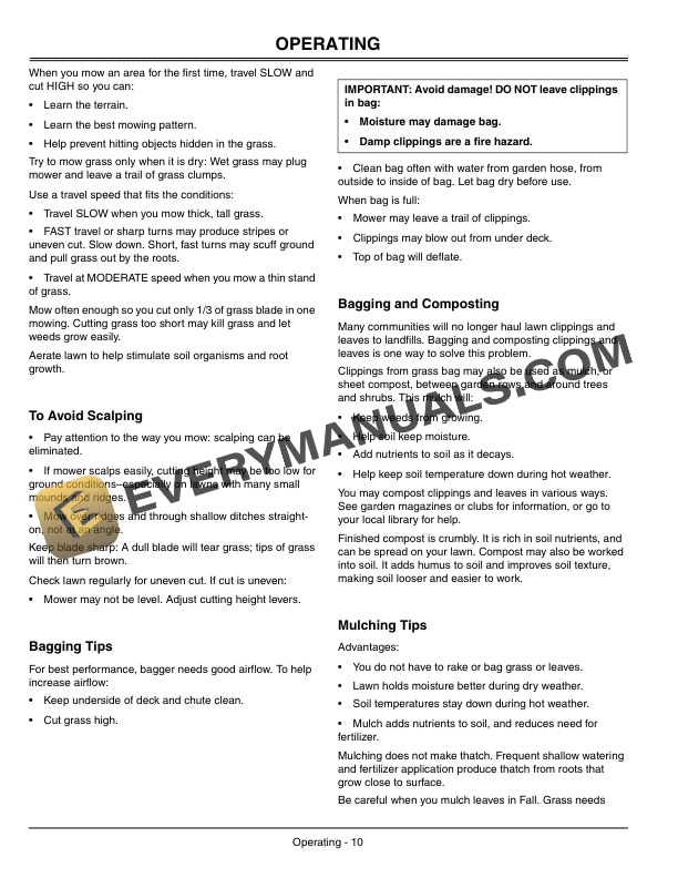 John Deere JS60 JS61 and JS63 21 Inch Walk Behind Rotary Mowers Operator Manual OMGC00397 2