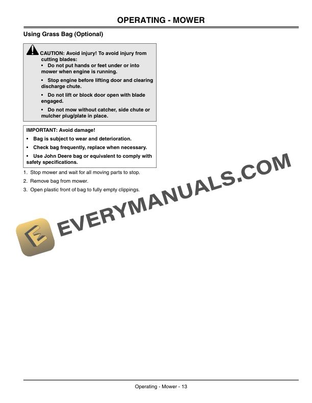 John Deere JS60H JS61 JS63 and JS63C Walk Behind Rotary Mowers Operator Manual OMGX21222 2