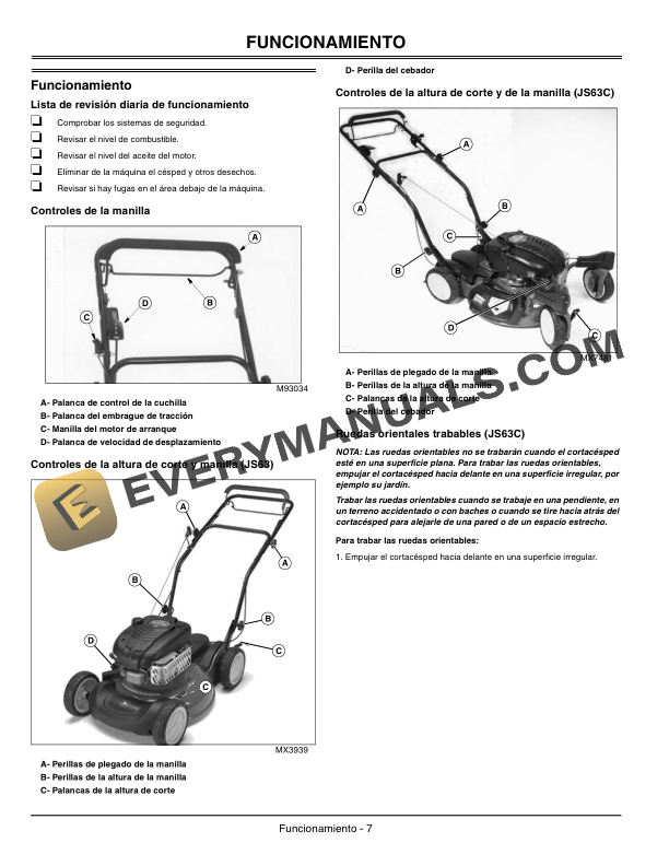 John Deere JS63 and JS63C Walk Behind Rotary Mowers Operator Manual OMSAU10353 3