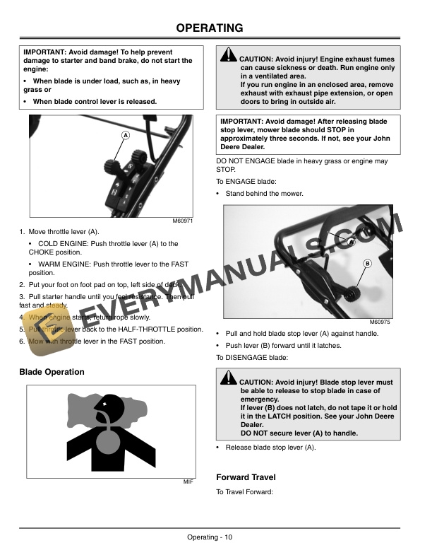 John Deere JX75 Walk Behind Rotary Mower Operator Manual OMGX21224 2