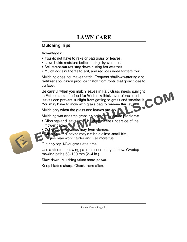 John Deere JX75 and JE75 21 Inch Walk Behind Rotary Mowers Operator Manual OMGC00180 2