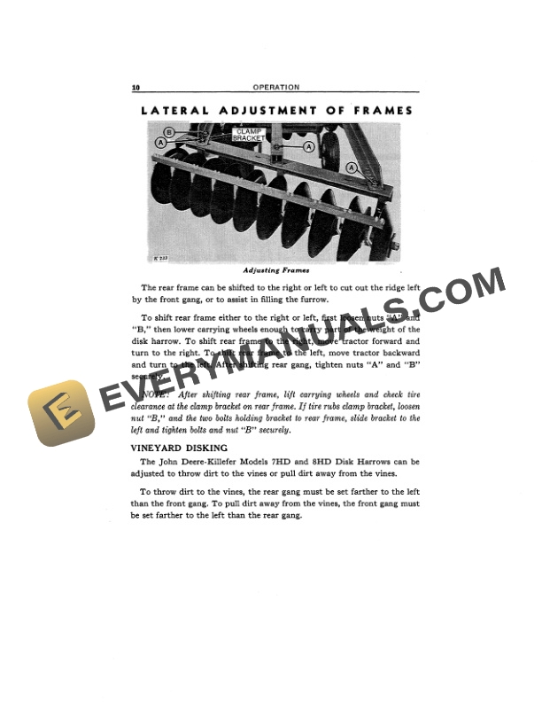 John Deere KILLEFER HD SERIES WHEEL TYPE OFFSET DISK HARROWS Operator Manual OMK44160 2