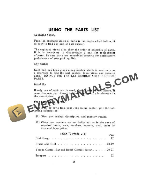 John Deere Killefer M404 Pick Up Disk Harrow Operator Manual OMK221249 3