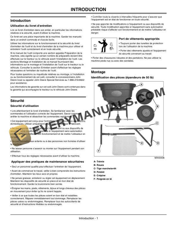 John Deere LP3050 LP3100 Push Spreader Operator Manual OMM158454 2